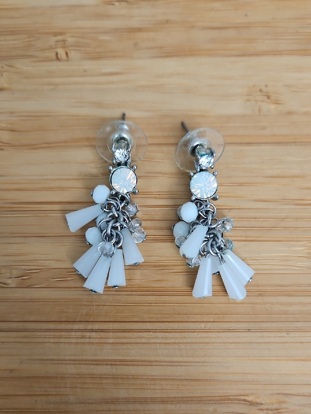 Elegant White Cluster Drop Earrings